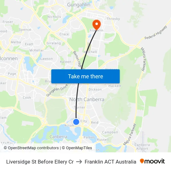 Liversidge St Before Ellery Cr to Franklin ACT Australia map