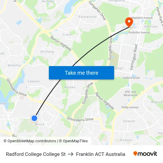Radford College College St to Franklin ACT Australia map