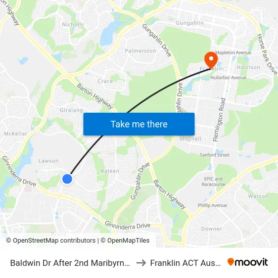 Baldwin Dr After 2nd Maribyrnong Av to Franklin ACT Australia map
