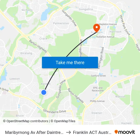 Maribyrnong Av After Daintree Cr to Franklin ACT Australia map