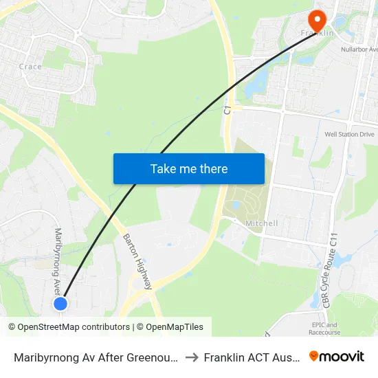 Maribyrnong Av After Greenough Cct to Franklin ACT Australia map