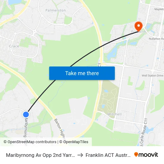 Maribyrnong Av Opp 2nd Yarra St to Franklin ACT Australia map