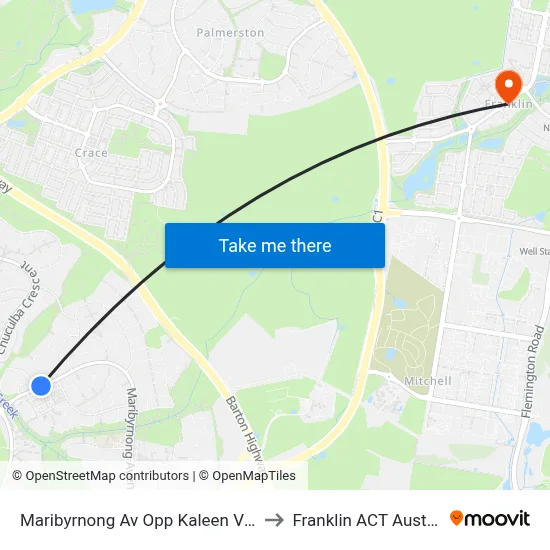 Maribyrnong Av Opp Kaleen Village to Franklin ACT Australia map
