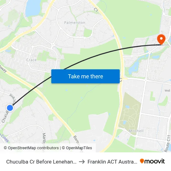 Chuculba Cr Before Lenehan St to Franklin ACT Australia map