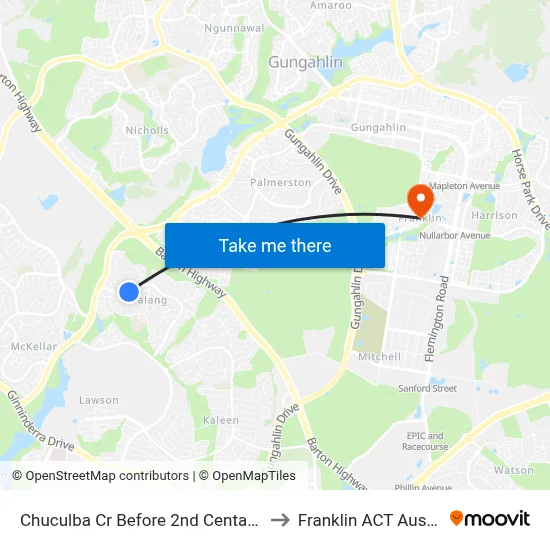Chuculba Cr Before 2nd Centaurus St to Franklin ACT Australia map