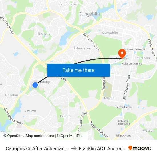 Canopus Cr After Achernar Cl to Franklin ACT Australia map