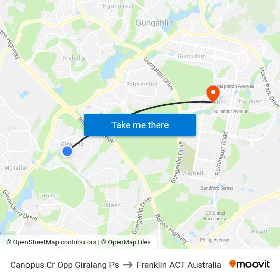 Canopus Cr Opp Giralang Ps to Franklin ACT Australia map