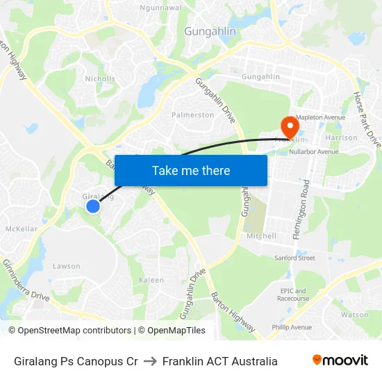 Giralang Ps Canopus Cr to Franklin ACT Australia map