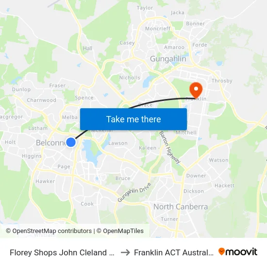 Florey Shops John Cleland Cr to Franklin ACT Australia map