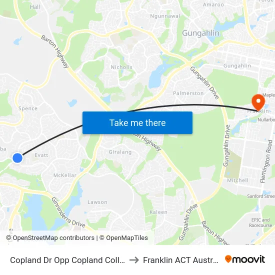 Copland Dr Opp Copland College to Franklin ACT Australia map