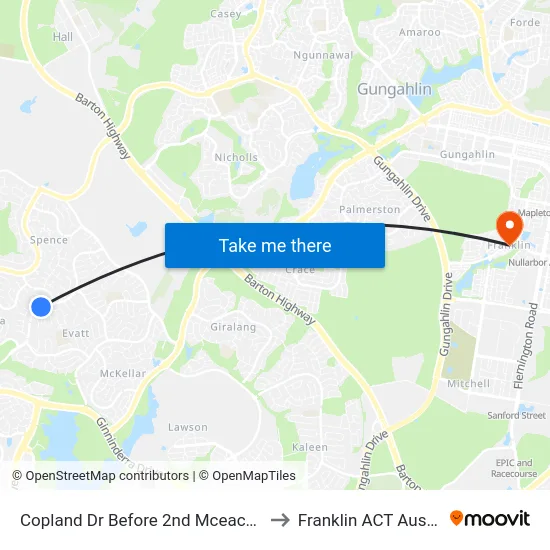 Copland Dr Before 2nd Mceachern Cr to Franklin ACT Australia map