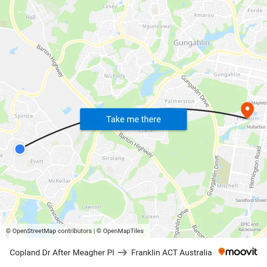 Copland Dr After Meagher Pl to Franklin ACT Australia map