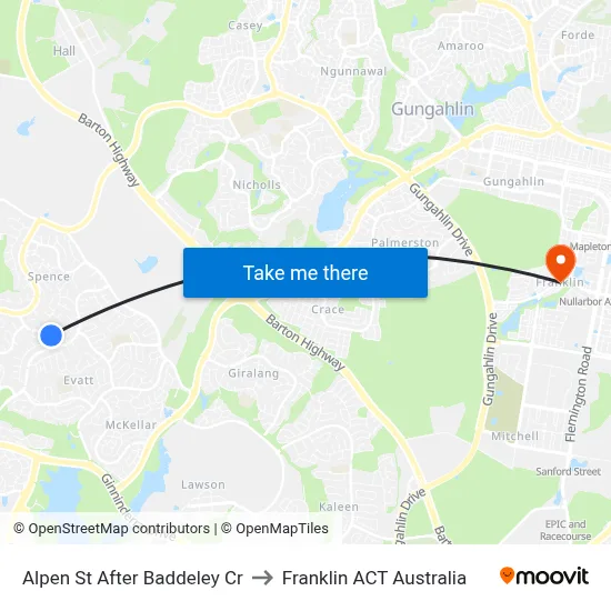 Alpen St After Baddeley Cr to Franklin ACT Australia map