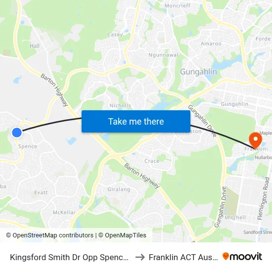 Kingsford Smith Dr Opp Spence Shops to Franklin ACT Australia map