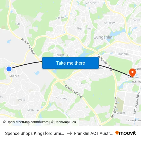 Spence Shops Kingsford Smith Dr to Franklin ACT Australia map