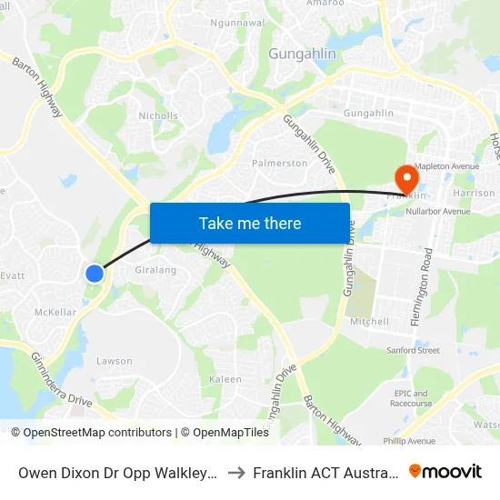 Owen Dixon Dr Opp Walkley Pl to Franklin ACT Australia map
