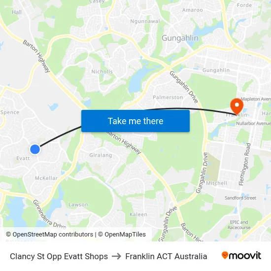 Clancy St Opp Evatt Shops to Franklin ACT Australia map