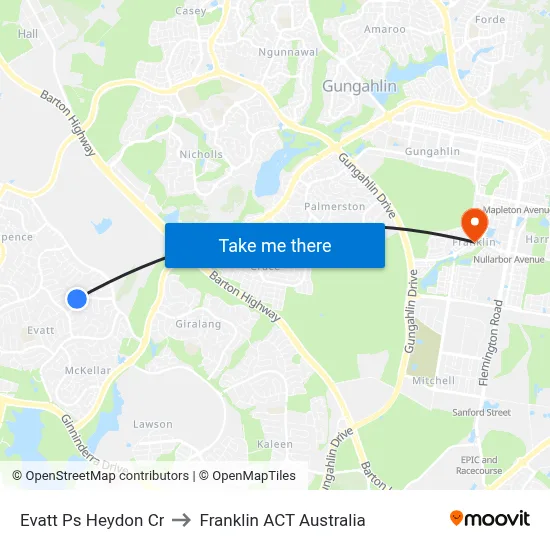 Evatt Ps Heydon Cr to Franklin ACT Australia map