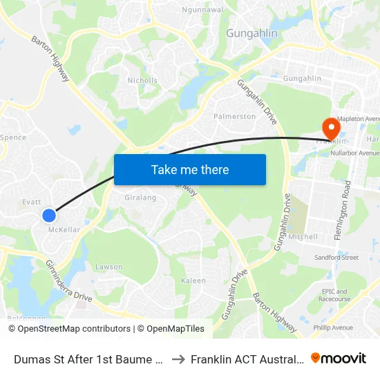 Dumas St After 1st Baume Cr to Franklin ACT Australia map