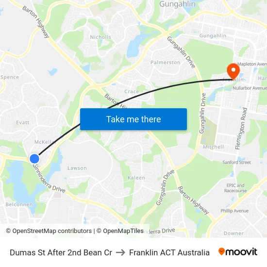 Dumas St After 2nd Bean Cr to Franklin ACT Australia map