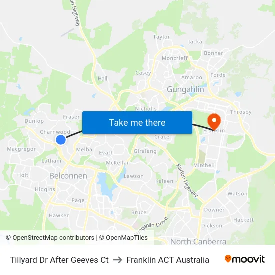 Tillyard Dr After Geeves Ct to Franklin ACT Australia map