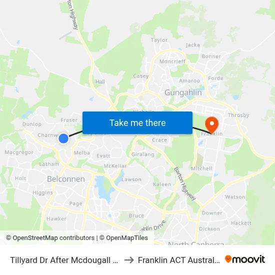 Tillyard Dr After Mcdougall St to Franklin ACT Australia map