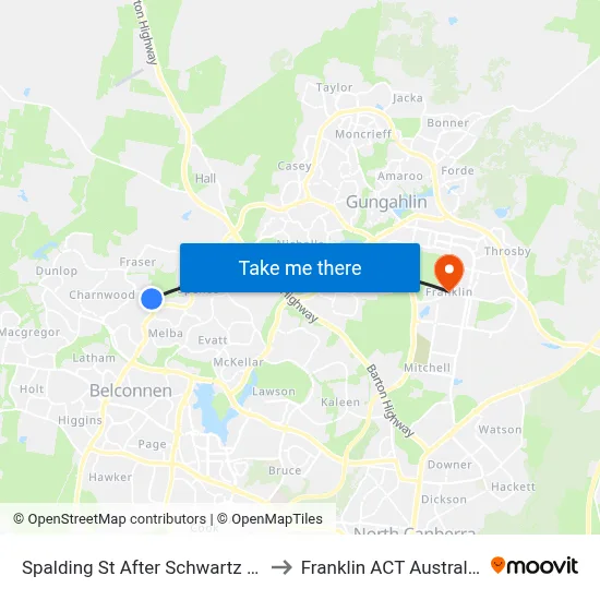 Spalding St After Schwartz Pl to Franklin ACT Australia map