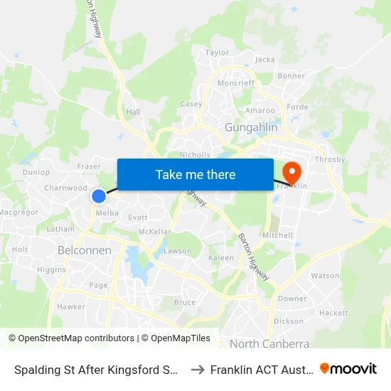 Spalding St After Kingsford Smith Dr to Franklin ACT Australia map