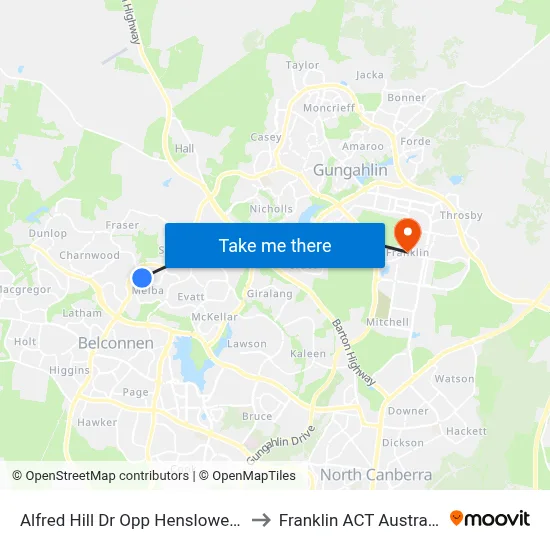 Alfred Hill Dr Opp Henslowe Pl to Franklin ACT Australia map