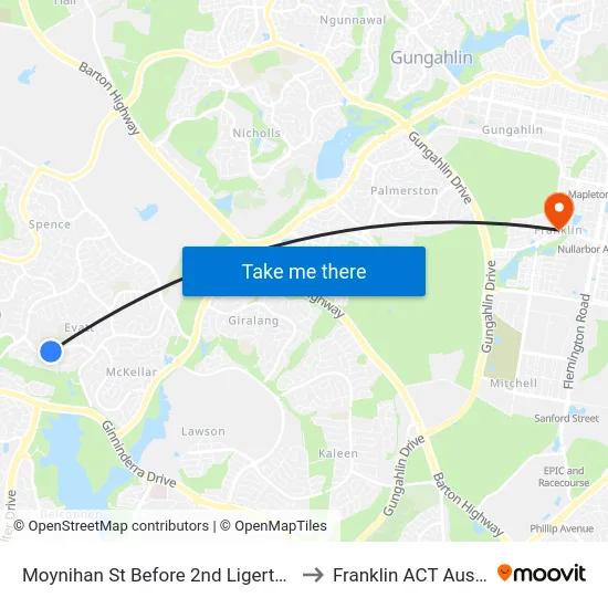 Moynihan St Before 2nd Ligertwood St to Franklin ACT Australia map