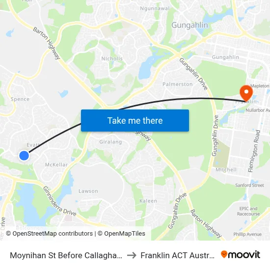 Moynihan St Before Callaghan St to Franklin ACT Australia map