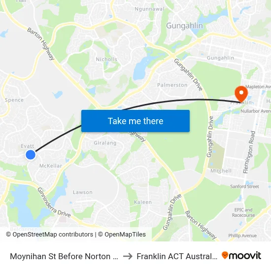 Moynihan St Before Norton St to Franklin ACT Australia map