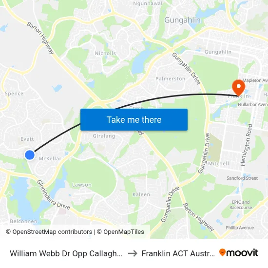 William Webb Dr Opp Callaghan St to Franklin ACT Australia map