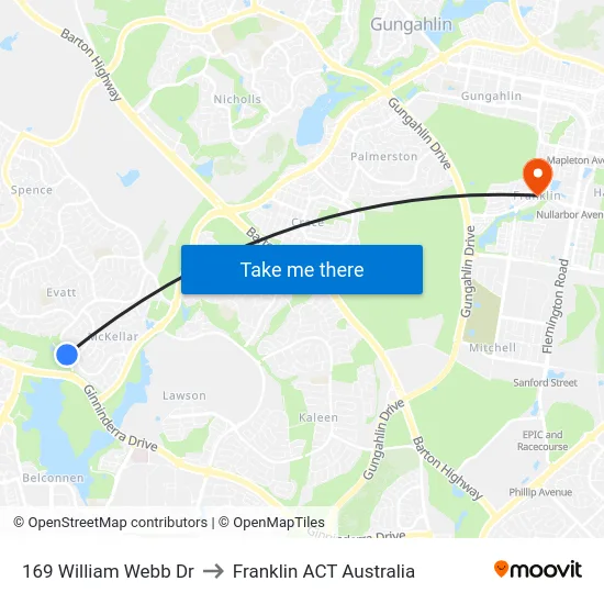 169 William Webb Dr to Franklin ACT Australia map