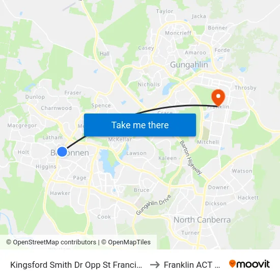 Kingsford Smith Dr Opp St Francis Xavier College to Franklin ACT Australia map