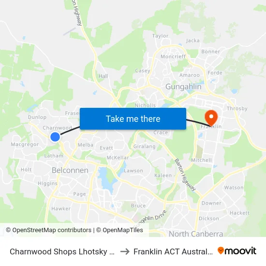 Charnwood Shops Lhotsky St to Franklin ACT Australia map