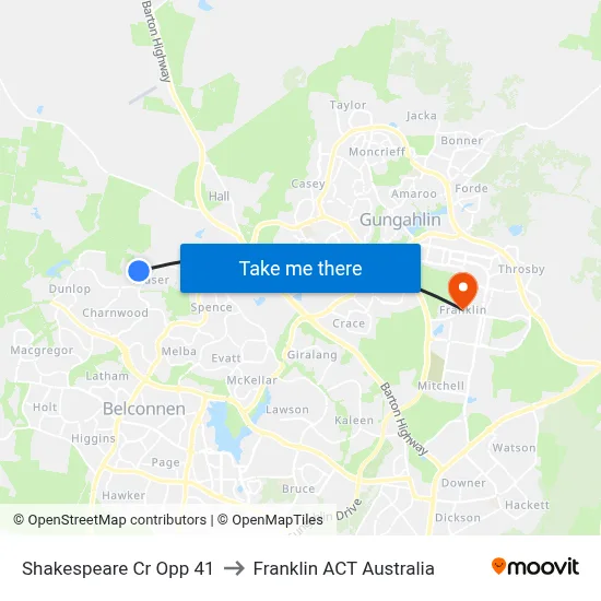 Shakespeare Cr Opp 41 to Franklin ACT Australia map