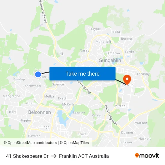 41 Shakespeare Cr to Franklin ACT Australia map