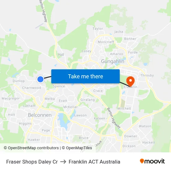 Fraser Shops Daley Cr to Franklin ACT Australia map