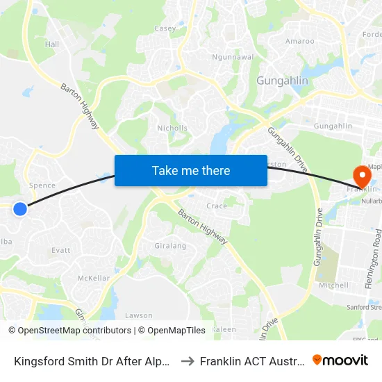 Kingsford Smith Dr After Alpen St to Franklin ACT Australia map
