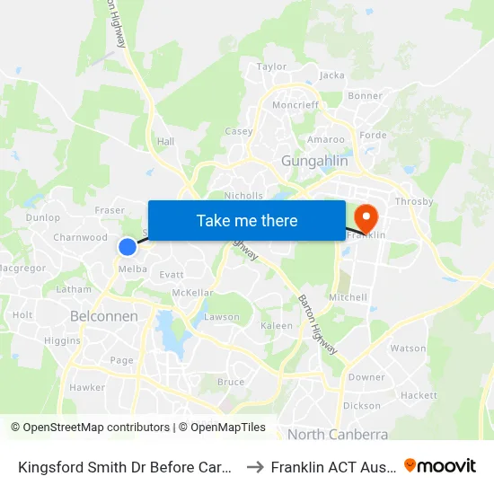 Kingsford Smith Dr Before Carandini St to Franklin ACT Australia map