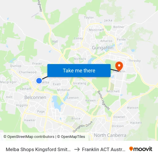 Melba Shops Kingsford Smith Dr to Franklin ACT Australia map
