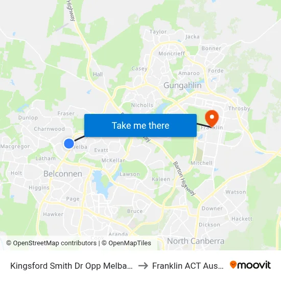 Kingsford Smith Dr Opp Melba Shops to Franklin ACT Australia map