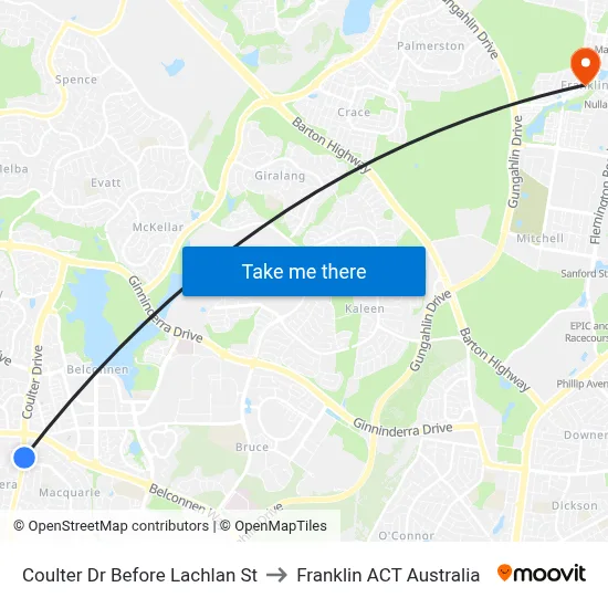Coulter Dr Before Lachlan St to Franklin ACT Australia map