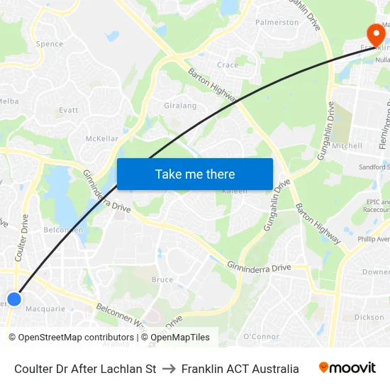 Coulter Dr After Lachlan St to Franklin ACT Australia map