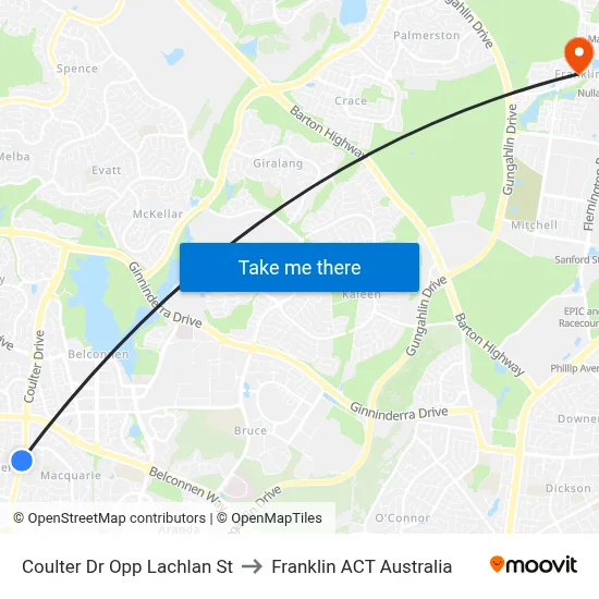 Coulter Dr Opp Lachlan St to Franklin ACT Australia map
