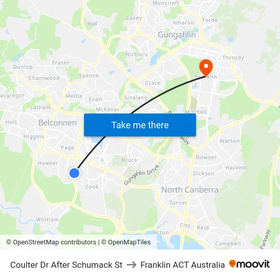 Coulter Dr After Schumack St to Franklin ACT Australia map