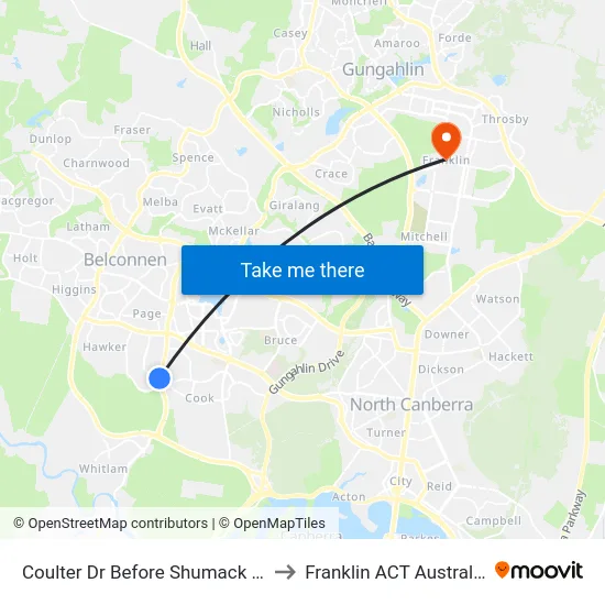 Coulter Dr Before Shumack St to Franklin ACT Australia map