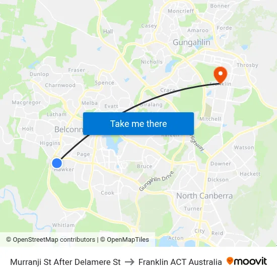 Murranji St After Delamere St to Franklin ACT Australia map