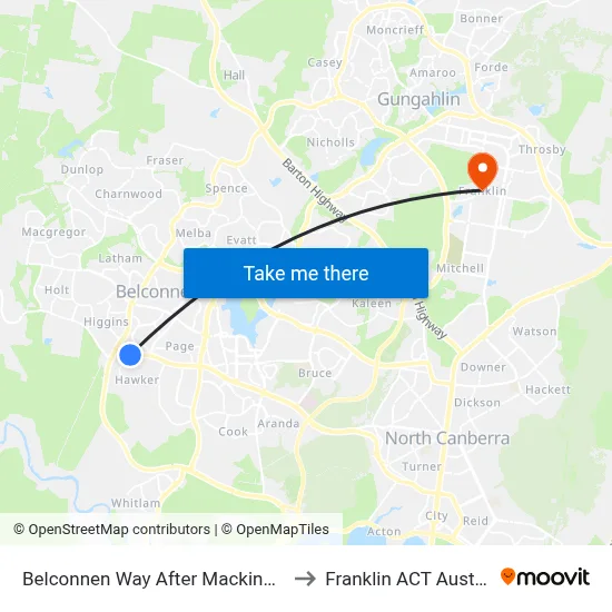 Belconnen Way After Mackinolty St to Franklin ACT Australia map